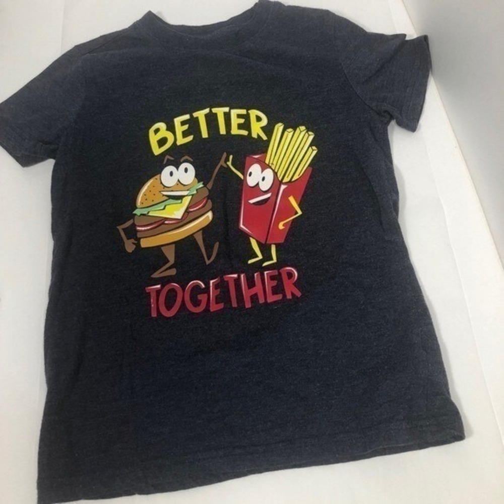 Cat & Jack GraphicS Better Together Hamburger Fries Black Shirt Size Small 6/7
